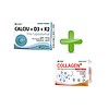 Imagine cu suplimente pentru sănătatea oaselor și pielii, Calciu + D3 + K2 și Collagen+ de la Farmac.