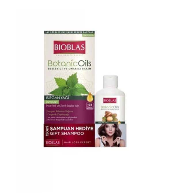 Pachet Sampon Botanic Oils cu Ulei de Urzica 360ml + Sampon cu Argan 150ml, Bioblas