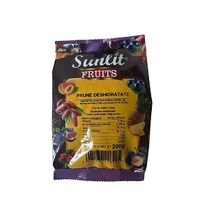 Prune deshidratate Sunlit, 200g - gustare sănătoasă și naturală, bogată în fibre, ideală pentru sănă.