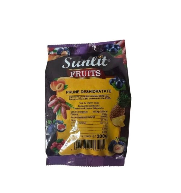 Prune deshidratate Sunlit, 200g Prune deshidratate Sunlit, 200g - gustare sănătoasă și naturală, bogată în fibre, ideală pentru sănă.