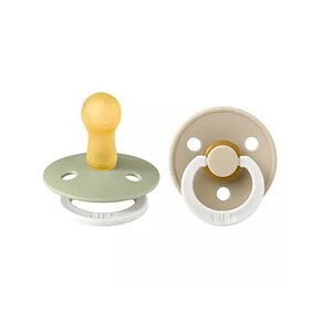Set 2 Suzete fosforescente din latex cu tetină rotundă Suzete fosforescente din latex cu tetină rotundă pentru bebeluși, culoare Sage/Vanilla, set 2.