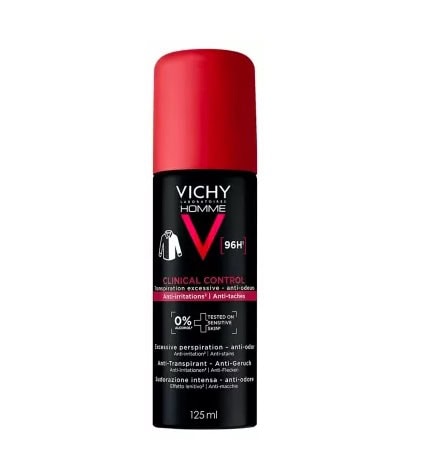 Deodorant roll-on Vichy Homme pentru controlul transpirației, 96H, 125 ml, anti-odor și anti-transpi.