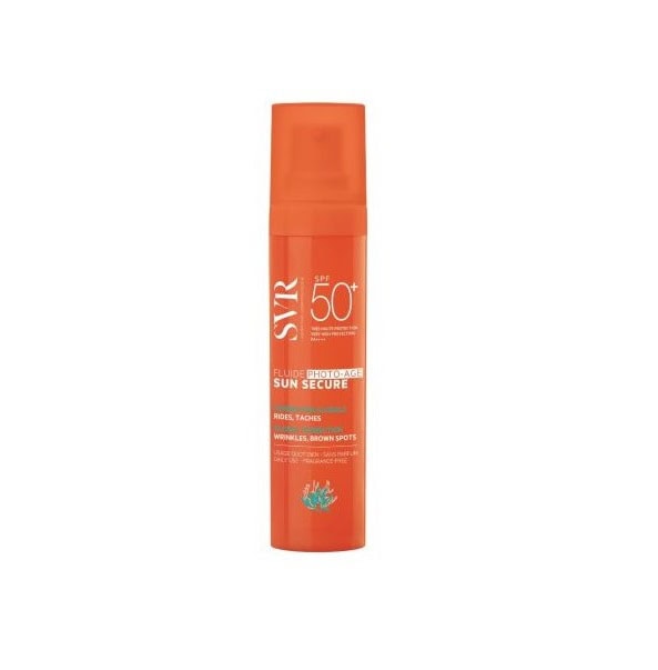 Protecție solară SPF50+ pentru față, cremă cu textură fluidă.