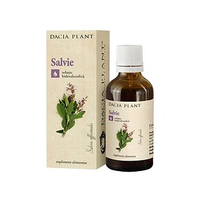 Salvie soluție hidroalcoolică pentru sănătate naturală, 50 ml, Dacia Plant.