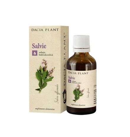 Salvie soluție hidroalcoolică pentru sănătate naturală, 50 ml, Dacia Plant.