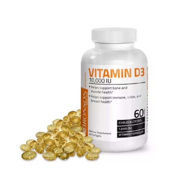 Vitamina D3 10.000 UI cu capsule de 60, Bronson Supliment de vitamina D3 pentru sănătatea oaselor și sistemului imunitar.
