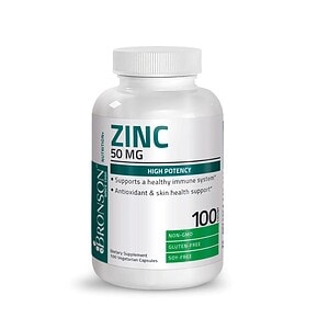 Zinc Picolinat 50 mg, Capsule, Bronson Zinc Picolinat 50 mg - supliment pentru sistemul imunitar și sănătatea pielii.