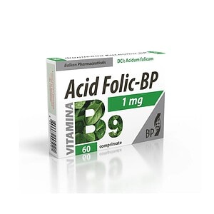 Acid folic 1 mg, supliment pentru sănătatea celulară și prevenirea deficiențelor.