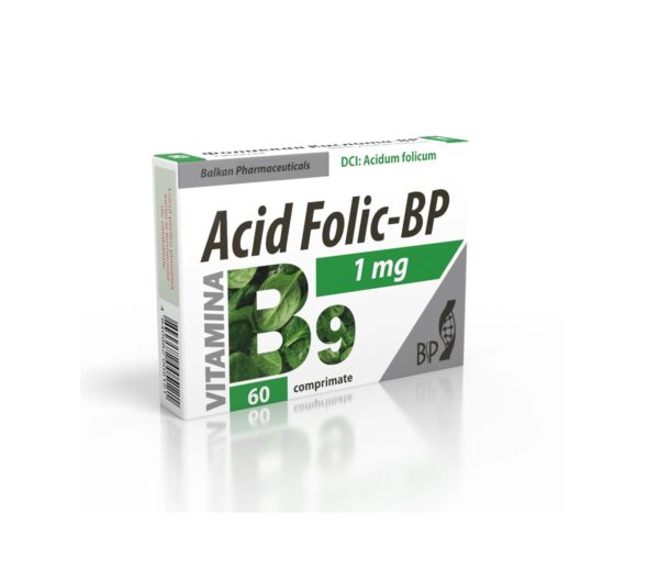 Acid folic 1 mg, supliment pentru sănătatea celulară și prevenirea deficiențelor.