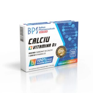 Calciu și Vitamina D3, supliment pentru sănătatea oaselor și dinților, 30 capsule gelatinoase, farma.