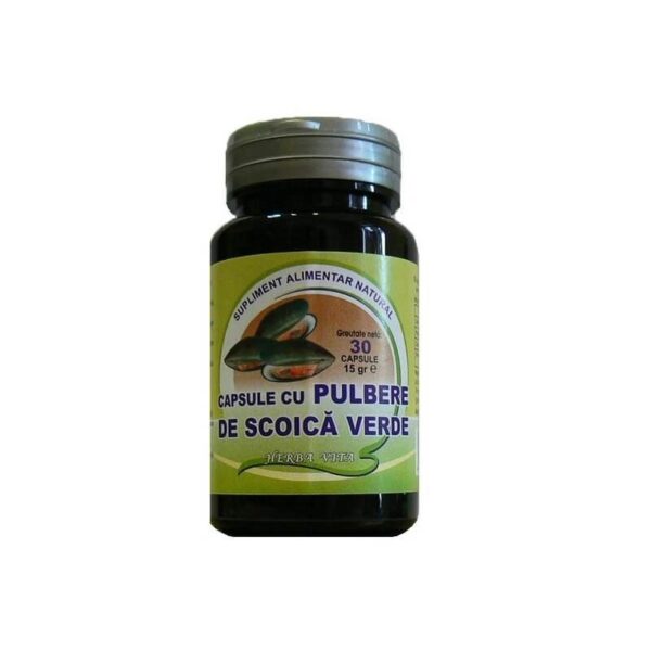 Supliment natural cu pulbere de scoică verde, 30 capsule pentru sănătate osoasă.