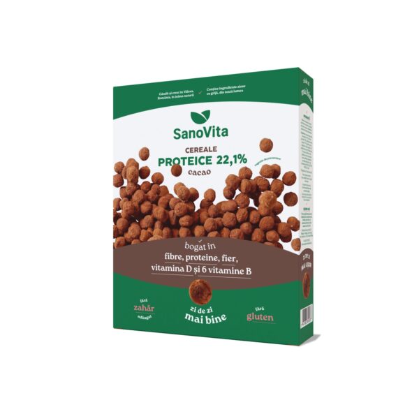 Cereale proteice Sanovita cu cacao Pachet cu cereale proteice Sanovita cu cacao, sursă naturală de fibre și proteine pentru un stil de.