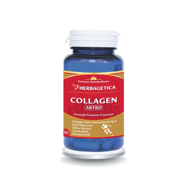 Collagen Artro Herbagetica 60 capsule Capsule de colagen Herbagetica pentru sănătate articulară și piele.