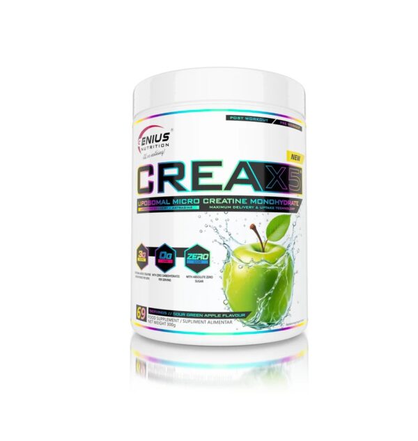 Creatina Crea-X5 cu aromă de măr verde acrișor, 300g, Genius Nutrition.