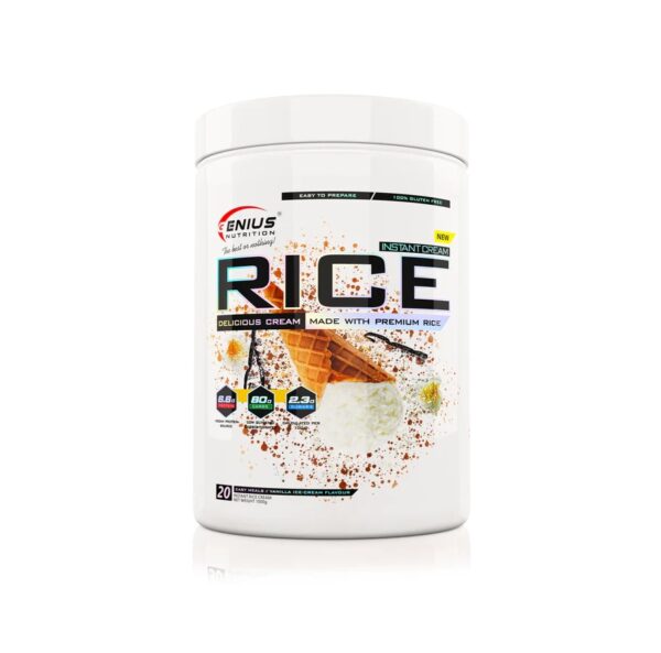 Cremă proteică RICE cu orez premium, gust delicios, pentru susținerea energiei și recuperare.