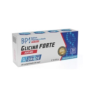 Glicină Forte 300 mg - Supliment alimentar Glicină Forte 300 mg, supliment alimentar pentru susținerea sănătății, în ambalaj cu 30 comprimate,.
