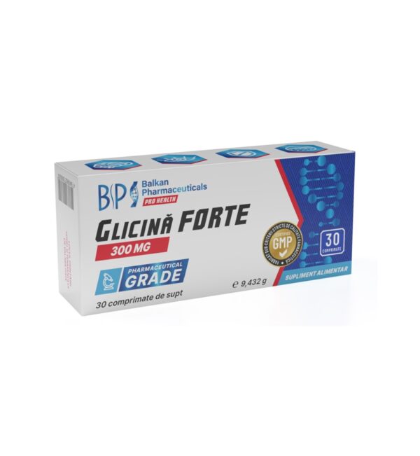 Glicină Forte 300 mg - Supliment alimentar Glicină Forte 300 mg, supliment alimentar pentru susținerea sănătății, în ambalaj cu 30 comprimate,.