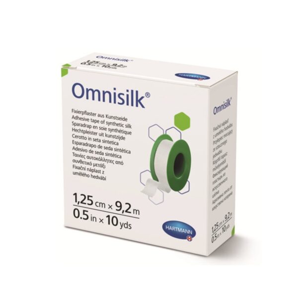plasture-hipoalergenic-pe-suport-de-matase-cu-margini-zimtate-omnisilk-1-25cmx9-2m-hartmann-O03174-farmacia-morpheus Plasture Hipoalergenic pe Suport de Matase cu Margini Zimtate Omnisilk, 1.25cmx9.2m, Hartmann