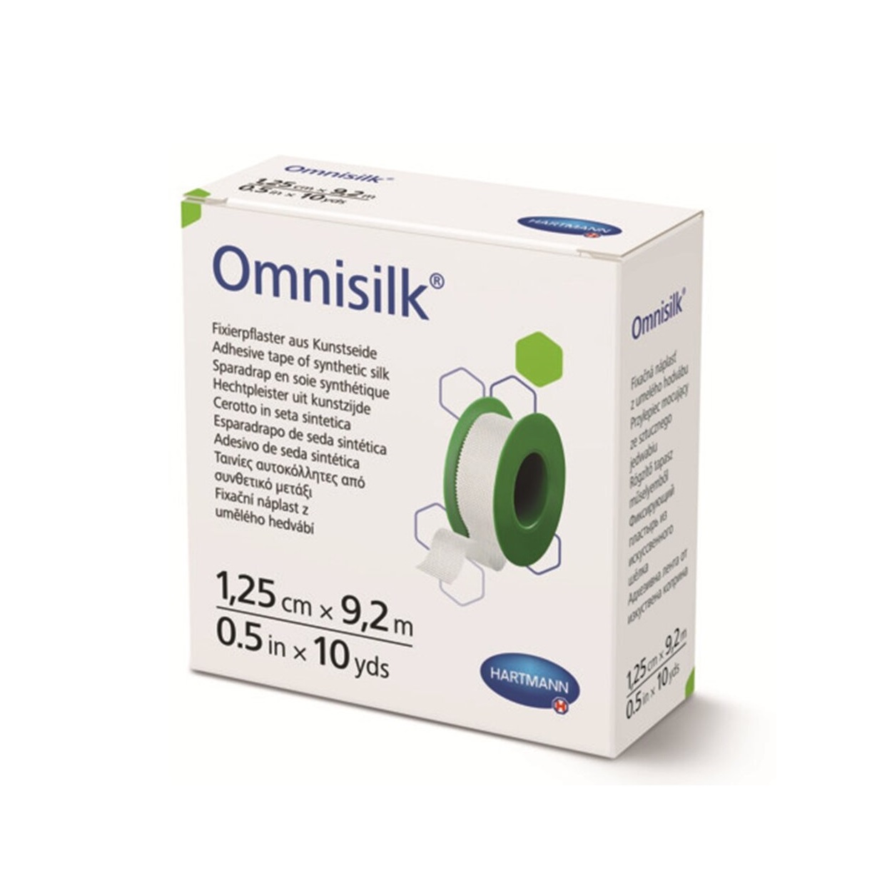 Plasture Hipoalergenic pe Suport de Matase cu Margini Zimtate Omnisilk, 1.25cmx9.2m, Hartmann