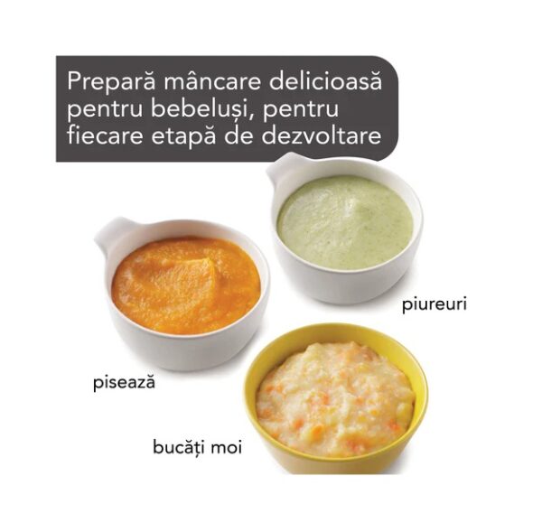 Mese pentru bebeluși cu piureuri variate pentru fiecare etapă de creștere.