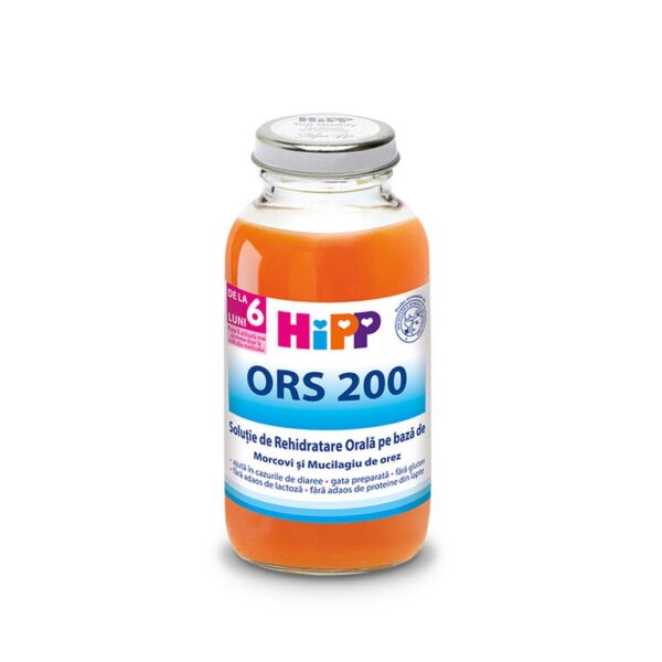 Vială cu sirop ORS 200 pentru rehidratare orală, Morcov și Mucilagiu de orez Vială cu sirop ORS 200 pentru rehidratare orală, cu morcov și mucilagiu de orez, recomandată pentru.