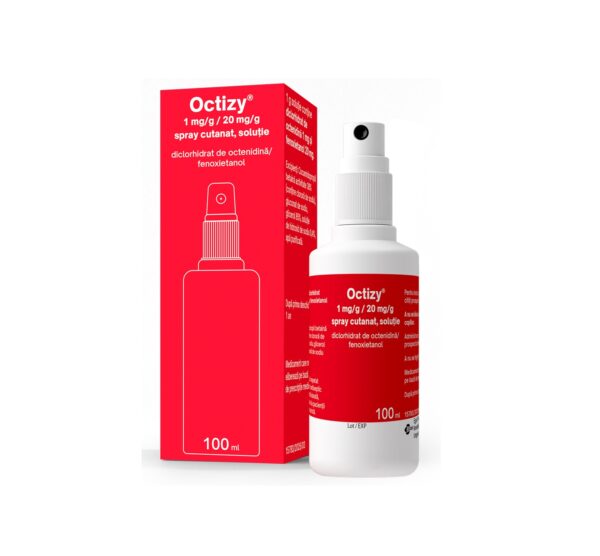 Spray Antiseptic Octizy, 1 mg/g / 20 mg/g, 100 ml, Egis Pharmaceuticals