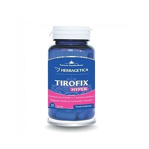 Tirofix Hyper - Capsule 30 Herbagetica Capsule Tirofix Hyper pentru reglarea hormonilor tiroidieni.
