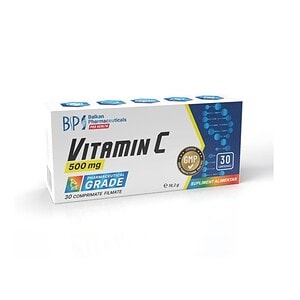 Vitamina C 500 mg, supliment alimentar pentru întărirea sistemului imunitar, disponibil în Farmacia.