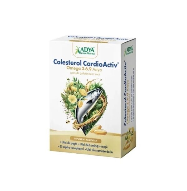 Colesterol CardioActiv Adya Green Pharma Supliment pentru colesterol cu Omega 3, 6, 9 de la Adya Green Pharma.