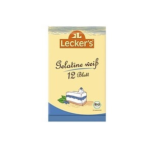 Gelatina Alba Bio Lecker's Gelatina bio Alba Lecker's, 12 foi, 20g, pentru deserturi.