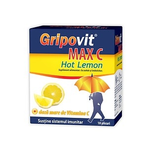 gripovit-max-c-hot-lemon-10-plicuri-zdrovit-O44531-farmacia-morpheus Gripovit Max C Hot Lemon, 10 Plicuri, Zdrovit