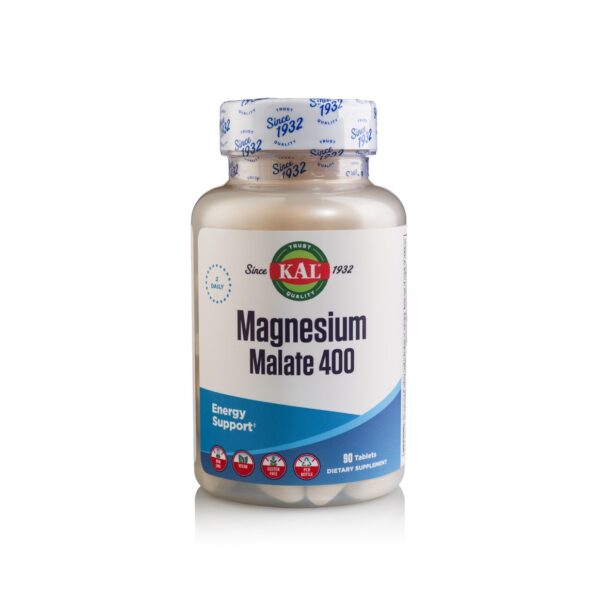Magnesium Malate 400 - KAL Supliment de Magnesium Malate 400 mg, 90 tablete, pentru energie si suport muscular.