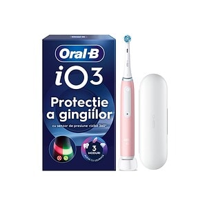 Periuta de Dinti Electrica iO 3, 1 Rezerva, 1 Trusa de Voiaj, Roz, Oral-B