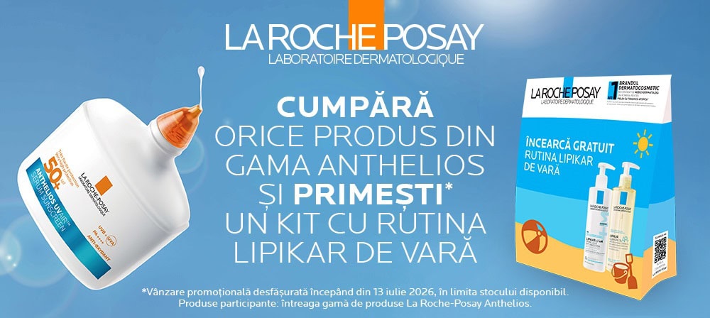 Kit de vară La Roche-Posay cu produse pentru îngrijire și protecție solară.