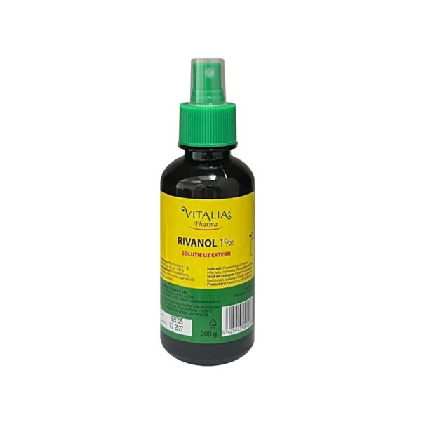 Rivanol 0.1% - Soluție pentru uz extern Sticluță de Rivanol 0.1% pentru uz extern, 200g, Farmacia Morpheus.