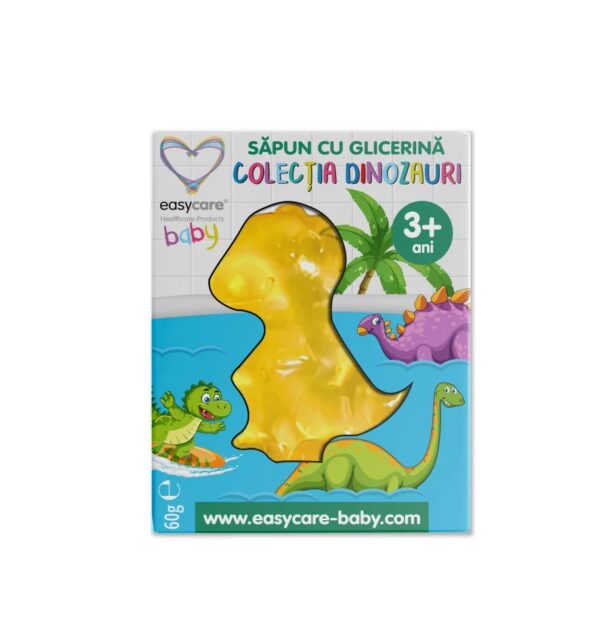 Sapun Dinozaur cu Glicerină pentru Copii Sapun cu forma de dinozaur pentru copii, 60 g, EasyCare Baby.