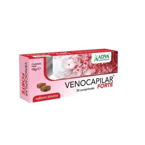 Venocapilar Forte, 30 comprimate Cutie cu comprimate Venocapilar Forte pentru sănătate vasculară.