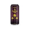 Bautură energizantă Passion Pop Hiwater Cană de băutură Passion Pop Hiwater cu palmieri galbeni pe fundal violet.
