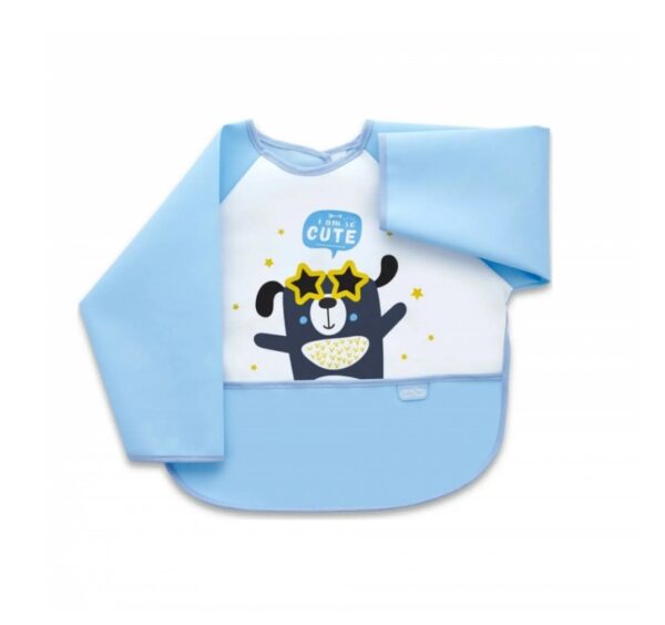 Baveta Bleu cu Maneci si Buzunar, Polly Bib, BabyJem
