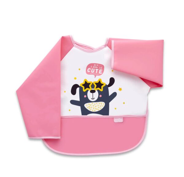 Baveta Roz cu Maneci si Buzunar, Polly Bib, BabyJem