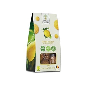 Biscuiți vegani cu lămâie și susan, ambalaj de 80g, Farmacia Morpheus.