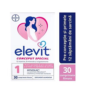 Cutie Elevit 1 cu 30 comprimate pentru sarcină sănătoasă.