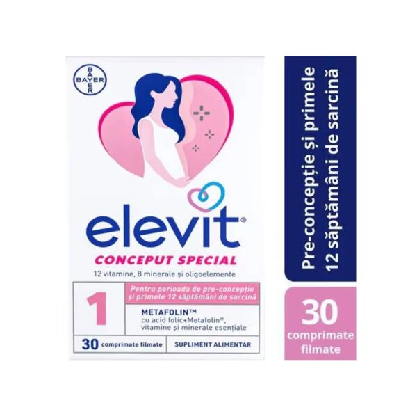 Cutie Elevit 1 cu 30 comprimate pentru sarcină sănătoasă.