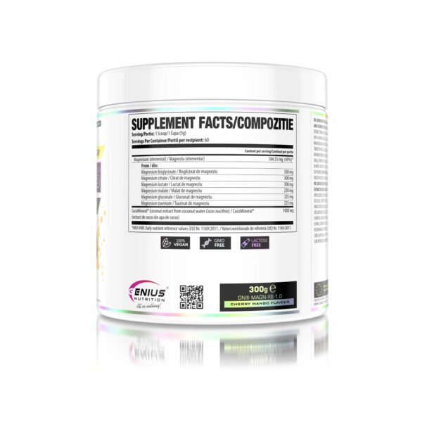 Formula de Magneziu cu Aroma de Cirese si Mango, 300g, Magn-X6 Cherry Mango, Genius Nutrition