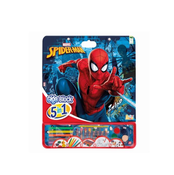 Set de desen Giga Block Spider-Man Set de desen Giga Block Spider-Man 5 în 1 pentru copii.