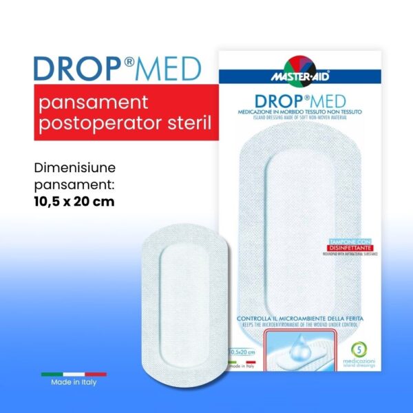 Pansament Steril Drop Med, 10,5x20cm, 5 Bucati, Master-Aid