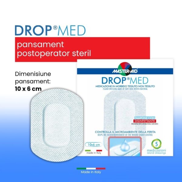 Pansament Steril Drop Med, 10x6cm, 5 Bucati, Master-Aid
