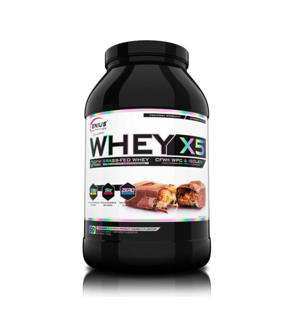 Pudra Proteica cu Aroma de Ciocolată cu Arahide, 2000g, Whey-X5 Chocolate Peanut Crunch, Genius Nutrition