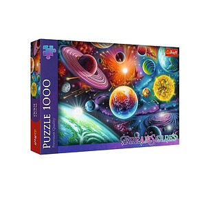 Puzzle spațial cu planete și galaxii pentru copii și colecționari.