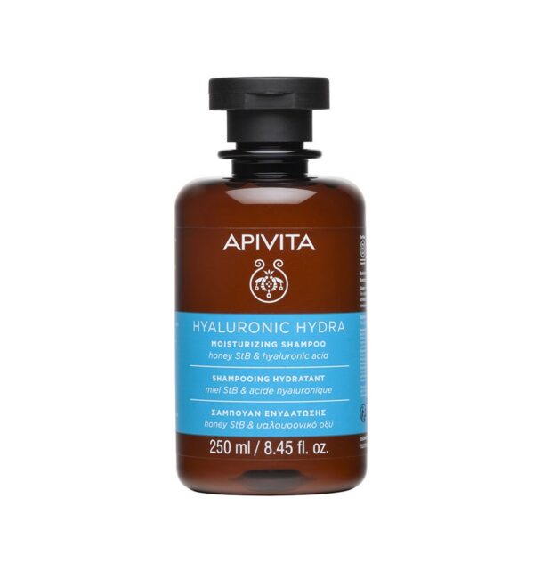 Șampon hidratant cu miere și acid hialuronic Apivita, 250 ml.